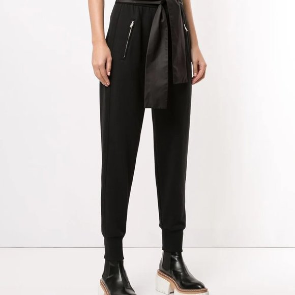 NWT 3.1 Phillip Lim black cotton track pants/joggers with bow tie belt, S - Picture 2 of 3
